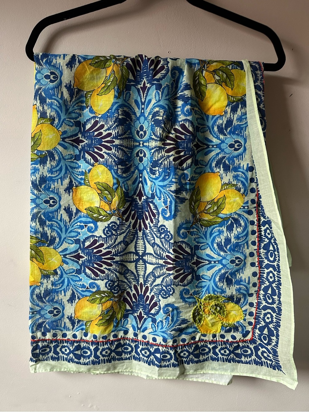 NWT Vismaya Cotton Lemon Print Scarf 40” Square